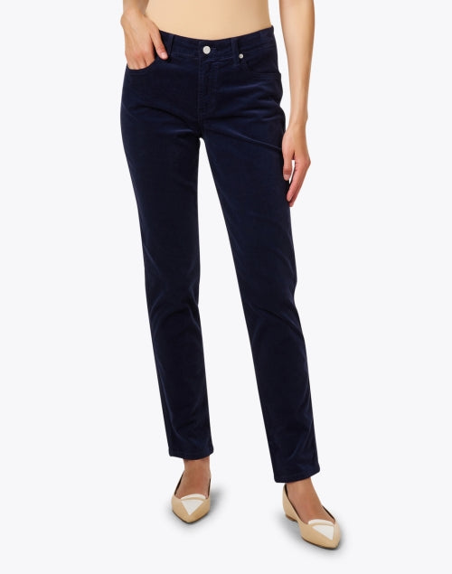 Fabrizio Gianni Men's Navy Stretch-Cotton Corduroy Straight-Leg Five-Pocket Casual Trousers