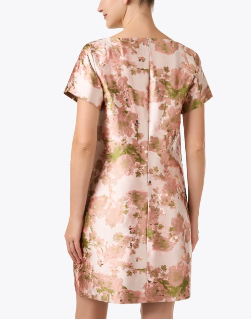 Abbey Glass Lulu Brand Blush Pink Colored Jacquard Fabric Mini Dress