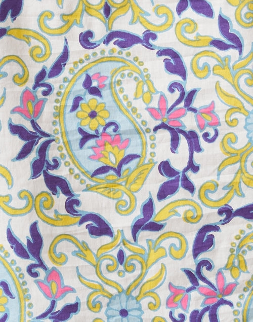 Banjanan's Klara Women's Paisley Print Cotton Blouse with Short Flutter Sleeves