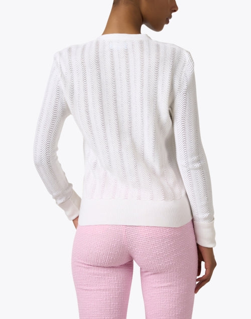 Elegant Pointelle Knit White Women's Cardigan for Seasonal Styling