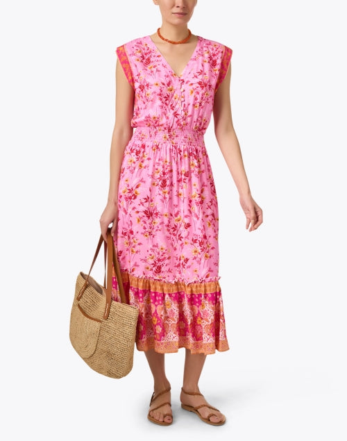Allison Women's Pink Floral Print Summer Dress for Relaxed Outings