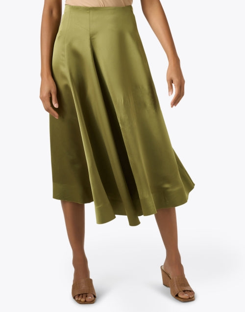 Elegant Green Draped Women's Midi Skirt
