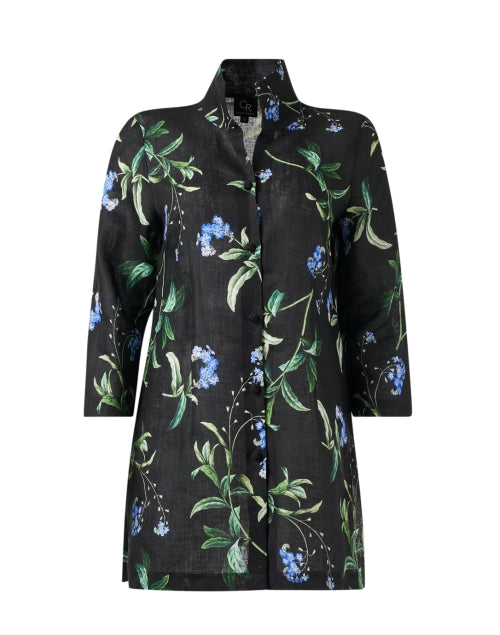 Stylish Rita Black Floral Linen Jacket for Special Occasions