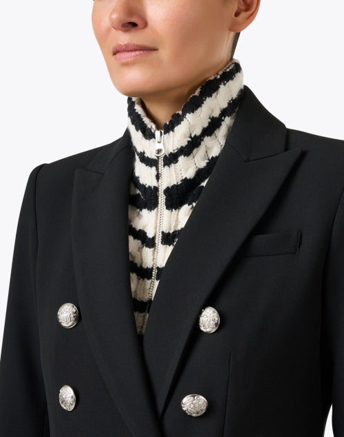 Veronica Beard Uptown Essential Wool Dickey with Ivory and Black Stripes for a Fashionable Mock - Neck Look