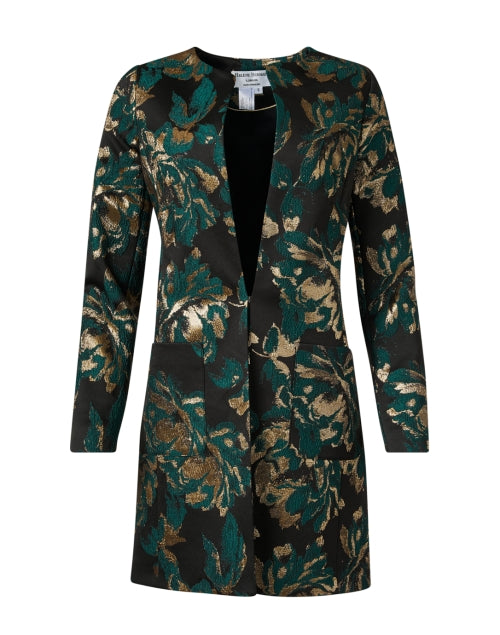 Stylish Alice Floral Jacquard Longline Jacket for a Chic Look