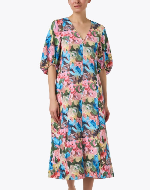 Stylish Women's Multi-Flower Print A-Line Dress