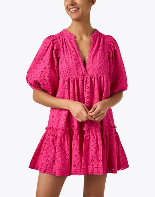 Aria Women's Pink Eyelet Mini Dress for Effortless Getaways