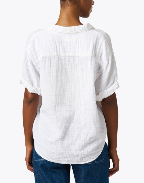 Cruz Women's Lightweight White Cotton Gauze Collared Top for Warm Weather