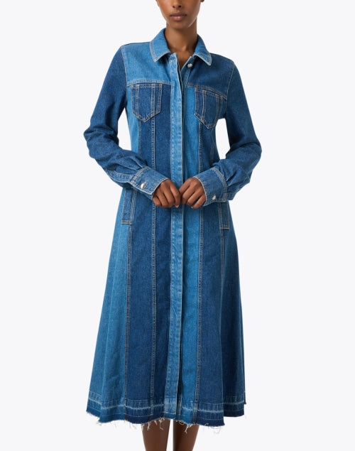 Stylish Two - Tone Cotton Denim Shirt - Style A - Line Dress