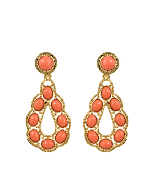 Exquisite Gold and Coral Teardrop Design Fashion Earrings