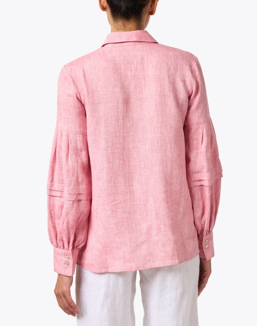 Stylish Pink Long - Sleeved Linen Button - Down Shirt for Warm Weather