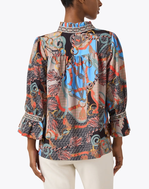 Stylish Beige Multi - Patterned Women's Tunic Blouse Top