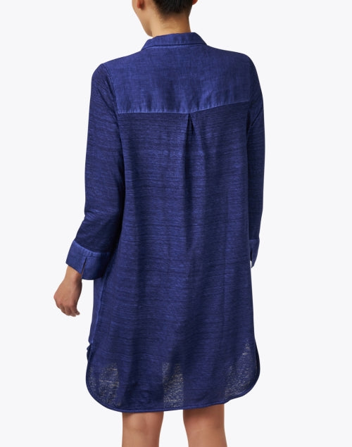 Stylish Navy-Colored Linen Women's Dress for Sunny Days