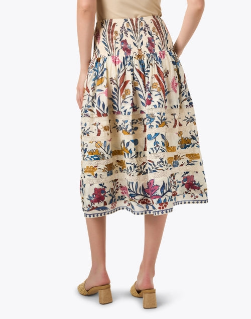 Fashionable Cream Multi - Pattern Printed Women's Skirt