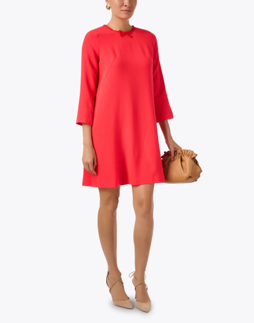 Tara Red Poppy-colored Lightweight Wool Crepe Mini Shift Dress