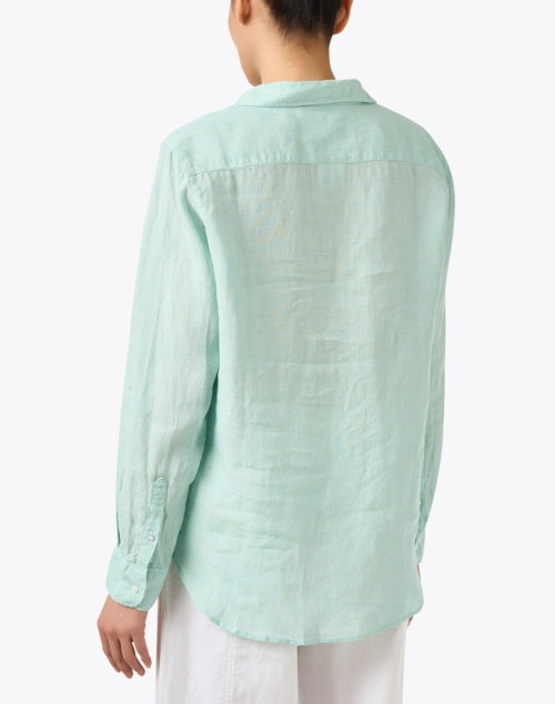 Eileen Fisher's Charming Seafoam Green Lightweight Linen Casual Shirt
