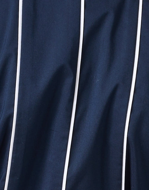 Joanna Navy Adjustable Belted Cotton Blend Top for a Flattering Look