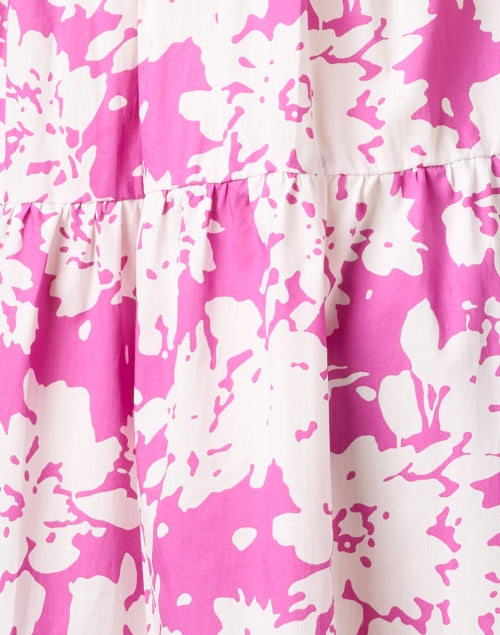 Stylish Relaxed-Fit Purple and White Floral Cotton Tiered Dress