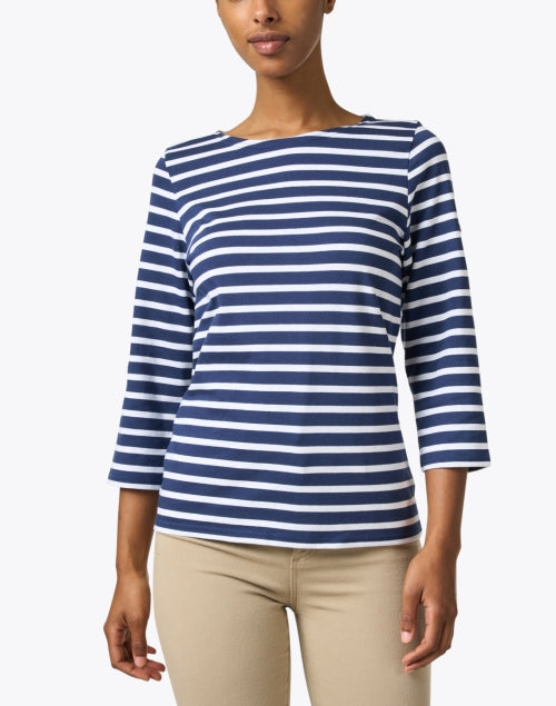 Classic Airy Cotton Navy and White Striped Shirt by Saint James