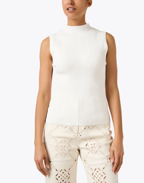 Veronica Beard Nellie Ivory Sleeveless Mock Neck Knit Women's Top