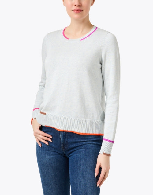 Stylish In Line Relaxed-Fit Ice Blue Cotton Knit Sweater