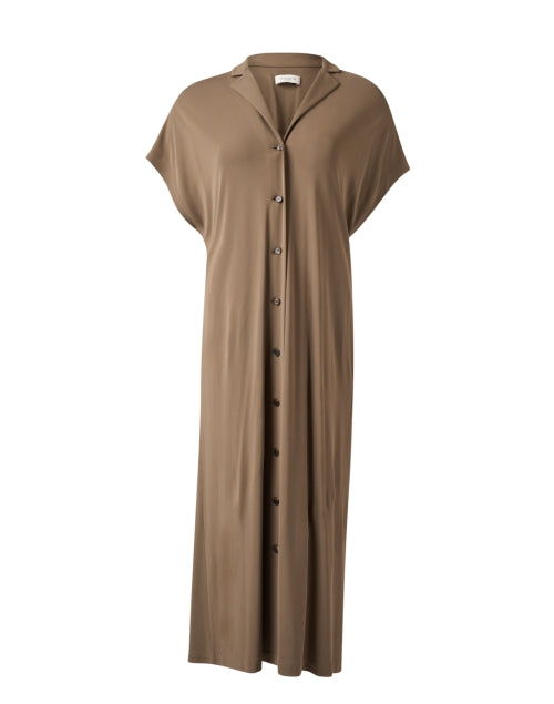 Stylish Taupe Relaxed-Fit Shirt Dress for Versatile Wear