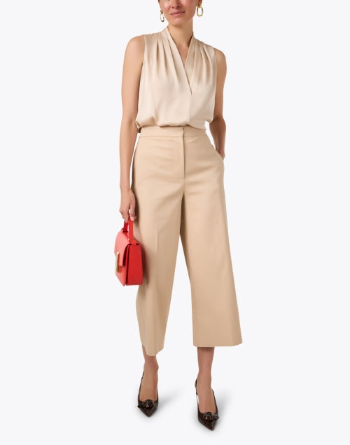 Elegant Mila Beige Stretch Silk Georgette Women's Blouse