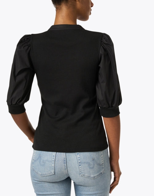 Women's Coralee Black Jersey Blouse with Puff Sleeves