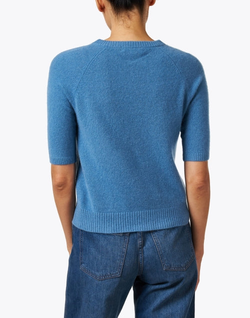 Blue Cashmere Short - Sleeved Henley Top for Versatile Styling