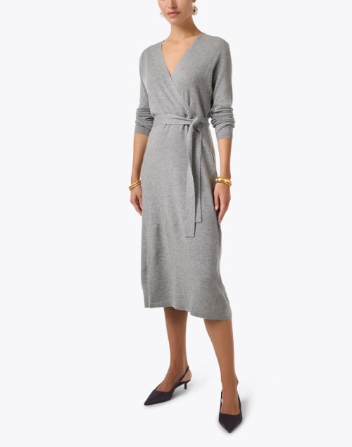 Stylish Heather Grey Women's Wrap Dress