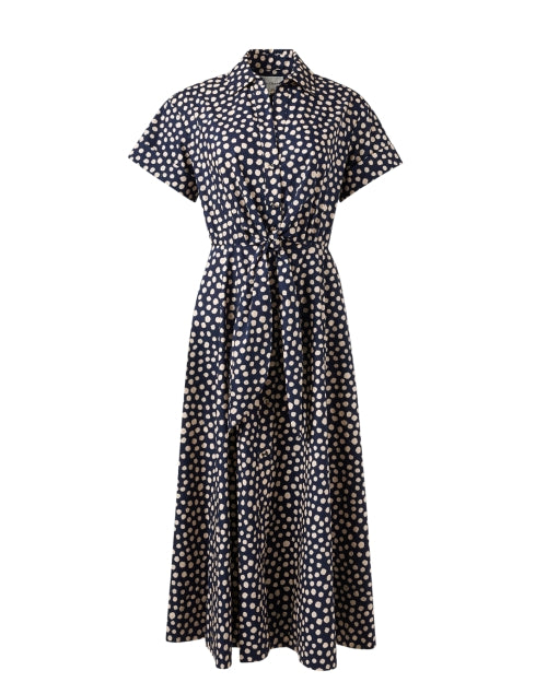 Asbury Navy Polka - Dot Print Women's Cotton Shirt Dress