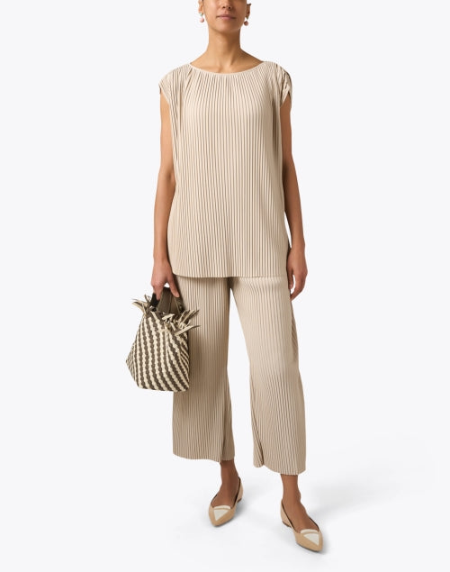 Max Mara Leisure Rolanda Beige Women's Pleated Wide - Leg Casual Pants
