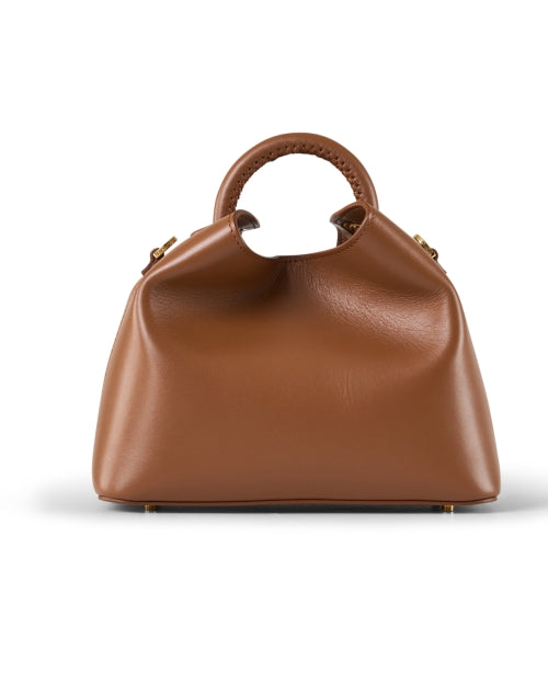 Exquisite Cognac Leather Baozi - Style Handbag by Elleme