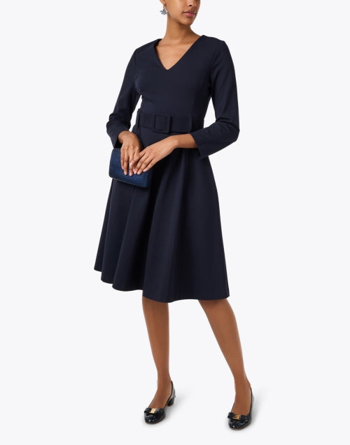 Navy Blue Thyme Women's Jersey A-Line Dress for a Classic Look