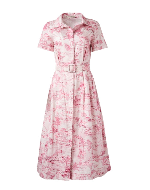 Stylish Cairo Pink Printed 100% Cotton Short-Sleeve Shirt Dress