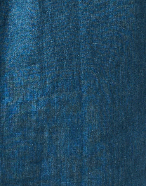 Stylish Teal-Colored Linen Casual Shift Dress for Women