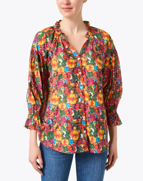 Rachel Cotton Blouse with Vibrant Multi - Floral Print