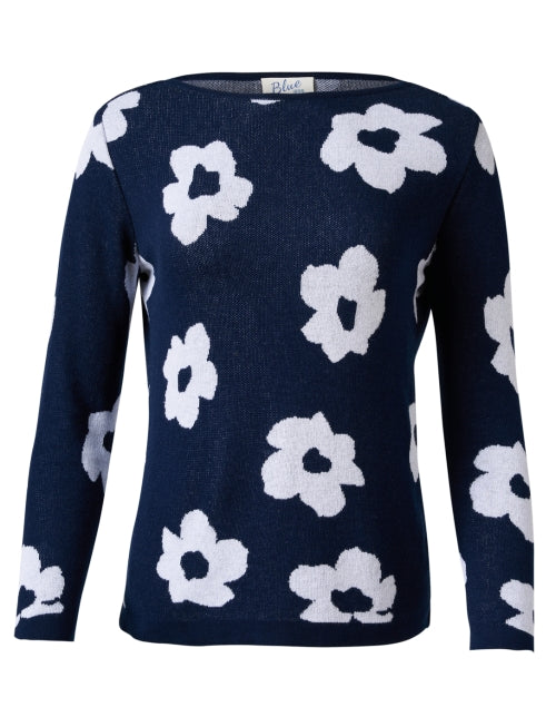 Stylish Navy and White Floral Soft Pima Cotton Sweater for Everyday Wear