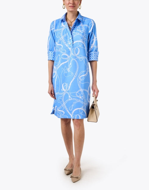 Stylish Charlotte Blue Equestrian Pattern Mini Dress for Any Occasion