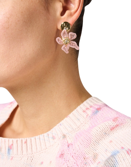 Estefania Delicate Pink Flower-shaped Drop Earrings by Mignonne Gavigan
