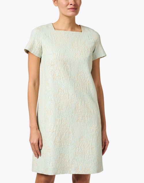 Paule Ka Light Green Jacquard Sophisticated Shift Dress for Women