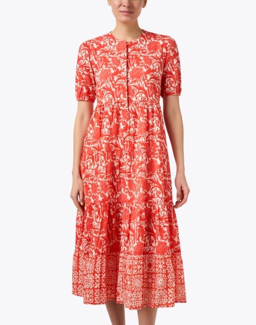 Stylish Ro's Garden Daphne Red Printed Cotton Maxi Dress for Weekend
