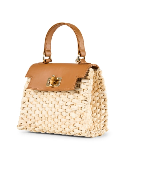 Stylish Retro Fabiana Woven Raffia and Smooth Leather Handbag