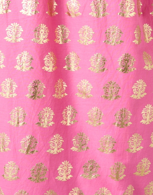 Stylish Helen Pink and Golden Print Women's Cotton Summer Dress