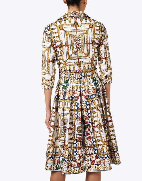 Audrey Women's White Multi-Patterned Stretchable Cotton Shirt Dress