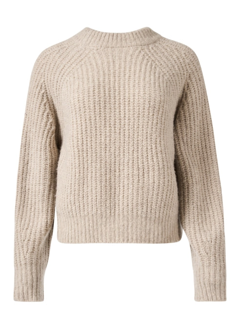 Stylish Beige Wool - Cashmere Blend Relaxed - Fit Sweater