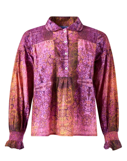Stylish Ibiza Women's Magenta Print Lightweight Cotton Blouse
