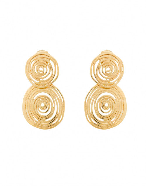Exquisite Small Gold Wave Swirl Circular Drop Earrings for Women