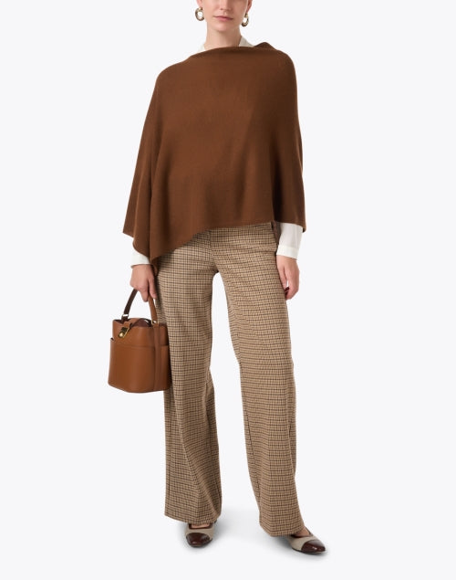 Soft Light Brown Cashmere Ruana Poncho for Cool Weather