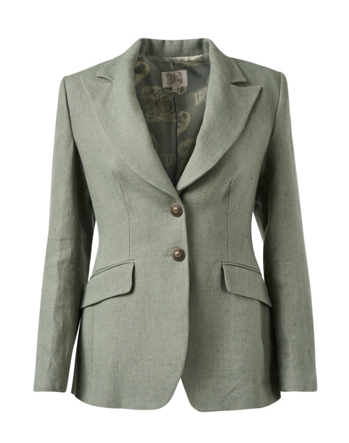 Stylish Teal Blue Italian-made Linen Swing Jacket for Effortlessly Chic Look